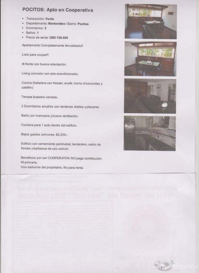 Lindo Apto. AMUEBLADO en 1er. piso- de 2 dorm. c/cochera. en Pocitos. - 1
